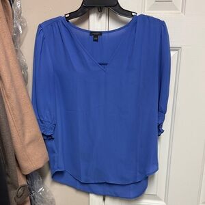 Ann Taylor Blue V-Neck Blouse